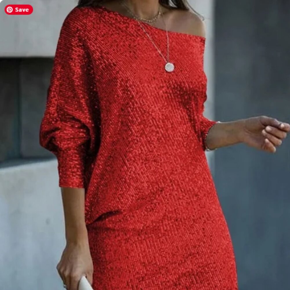 ✨ Red Aria Sequins Harper & Lane Party Dress (Size Large) | NWT ✨